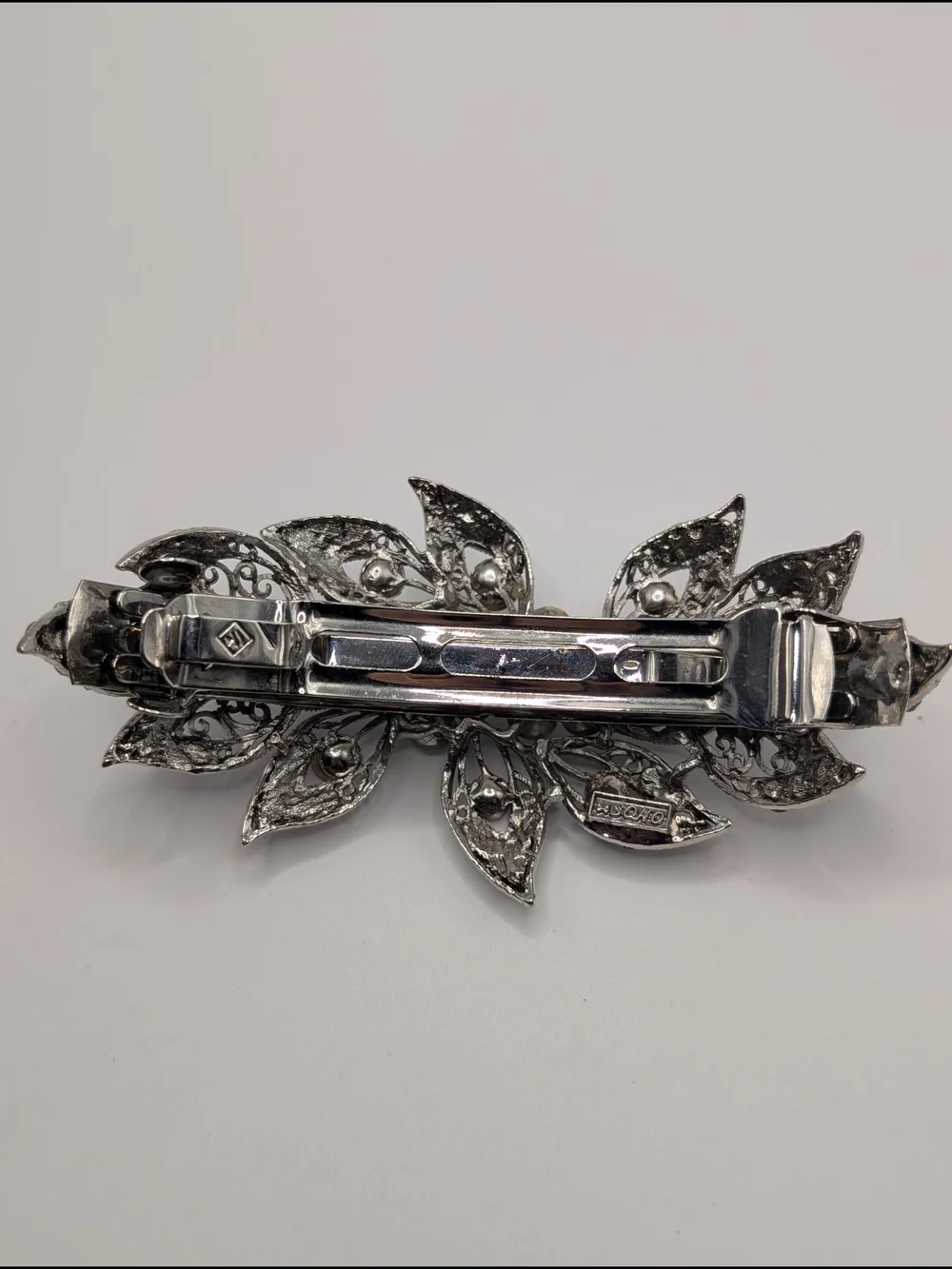 SOHO AB Aurora Borealis Crystal Rhinestone Filigree Floral Statement Barrette